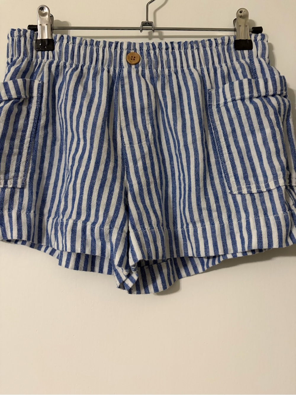Striped Blue & White Girls Casual Shorts